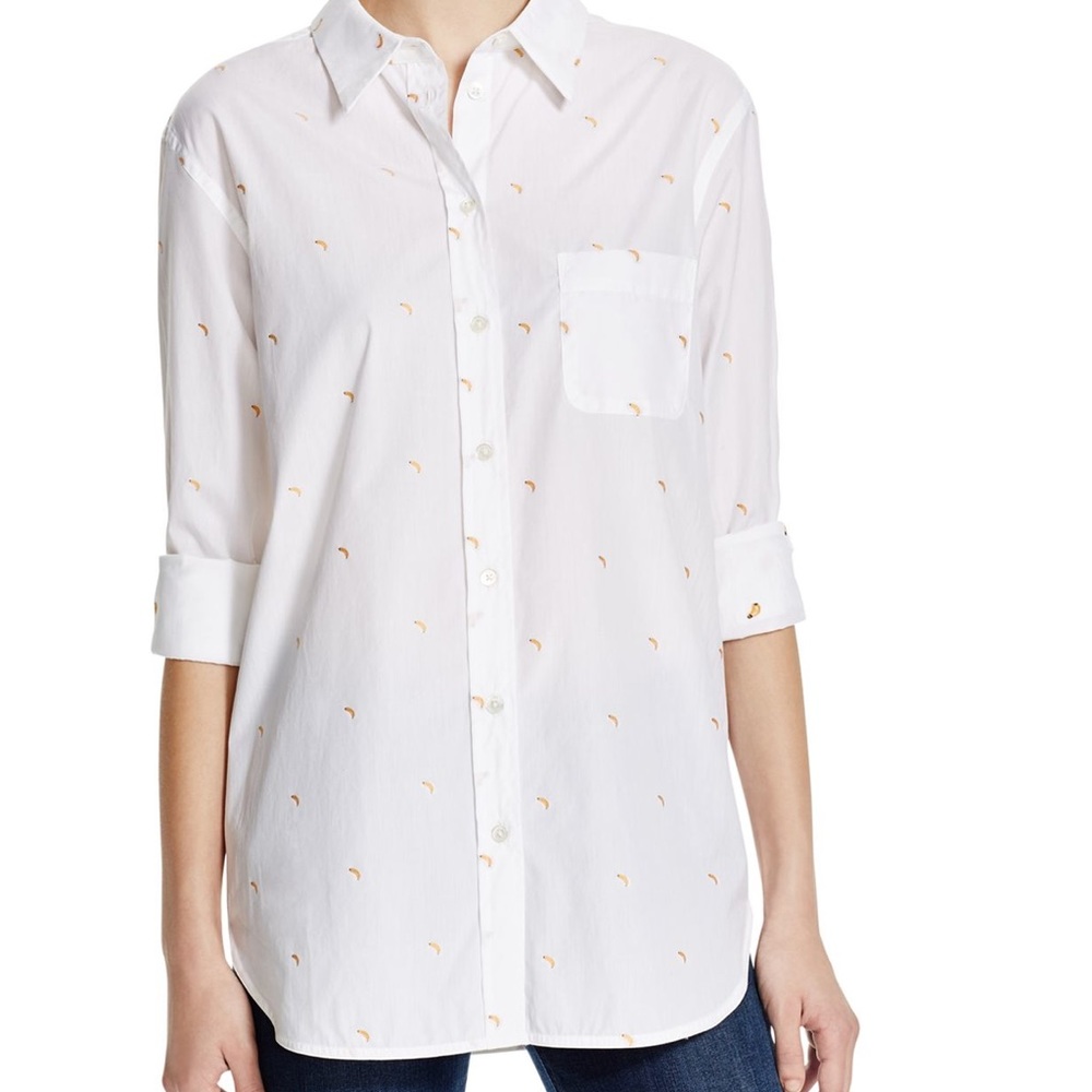 Sz L Banana Print Equipment Button Down Shirt